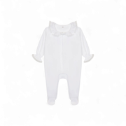 Baby Gi meisjes boxpakje wit kant boord knoopjes