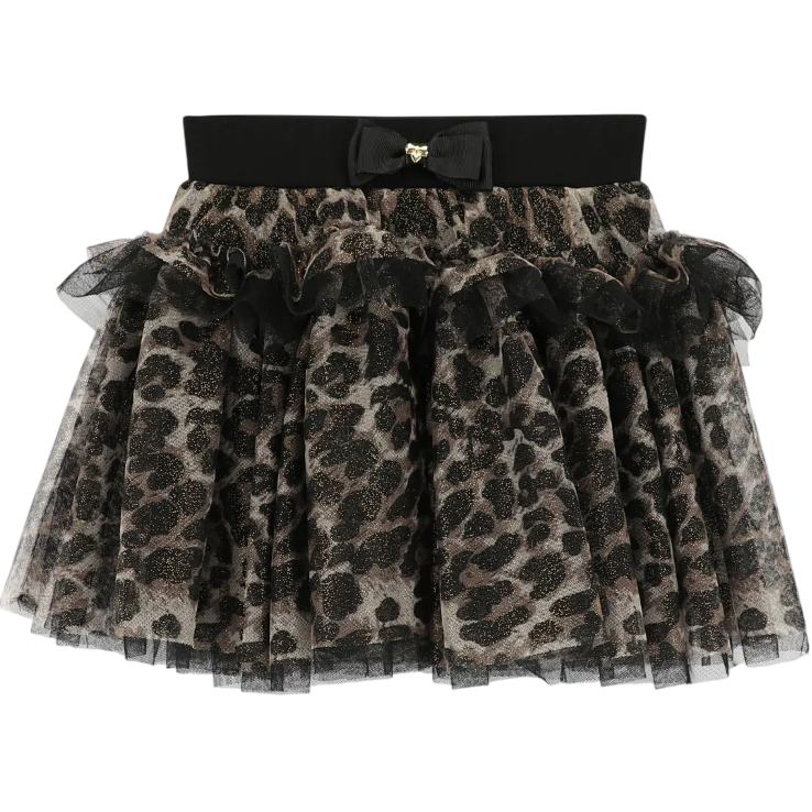 Angels Face Meisjes Rok Georgian Tulle Leopard Zwart