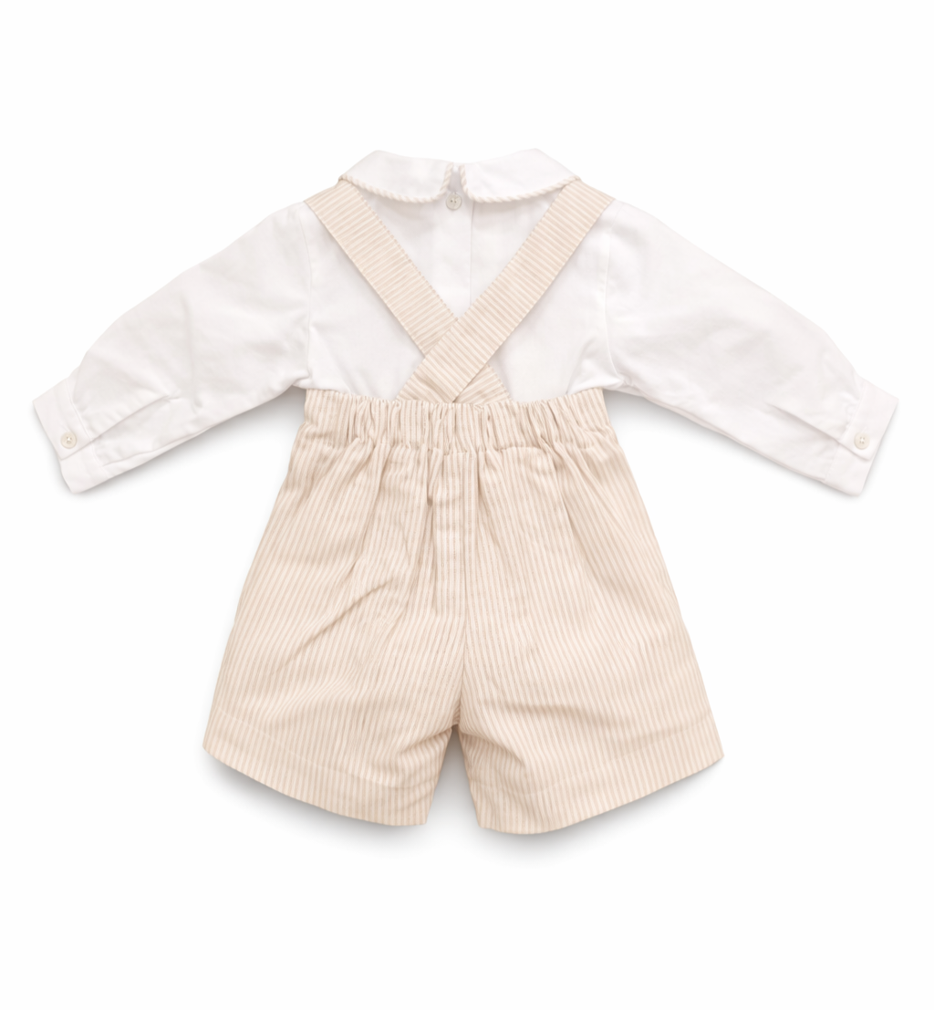 Deolinda baby jongens set beige gestreept