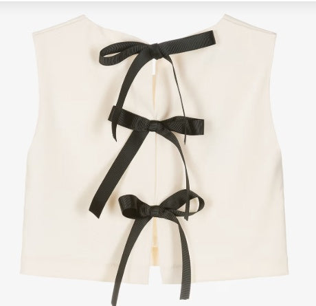 Phi meisjes top ivory met zwarte strik