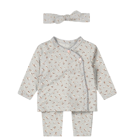 Dirkje 2 pce babysuit + headband organic cotton Faded Blue
