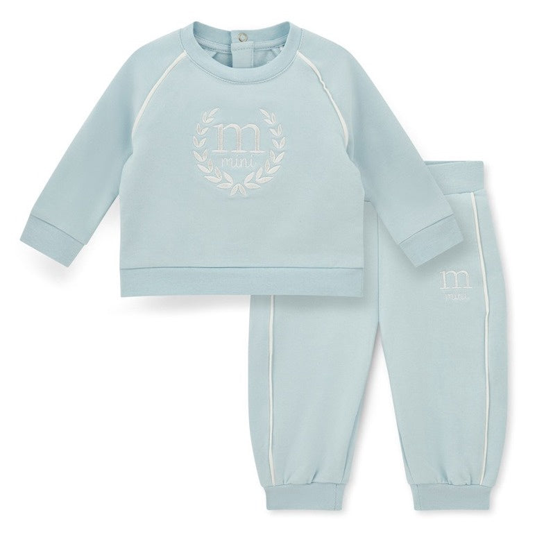 Mitch & Son Mini Boys Blue Crewneck Tracksuit with Crest