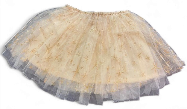Kidsfun meisjes rok tule goud glitter ster