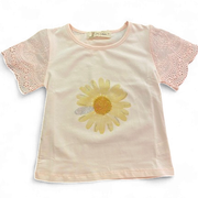 Kidsfun meisjes tshirt zonnebloem zalm