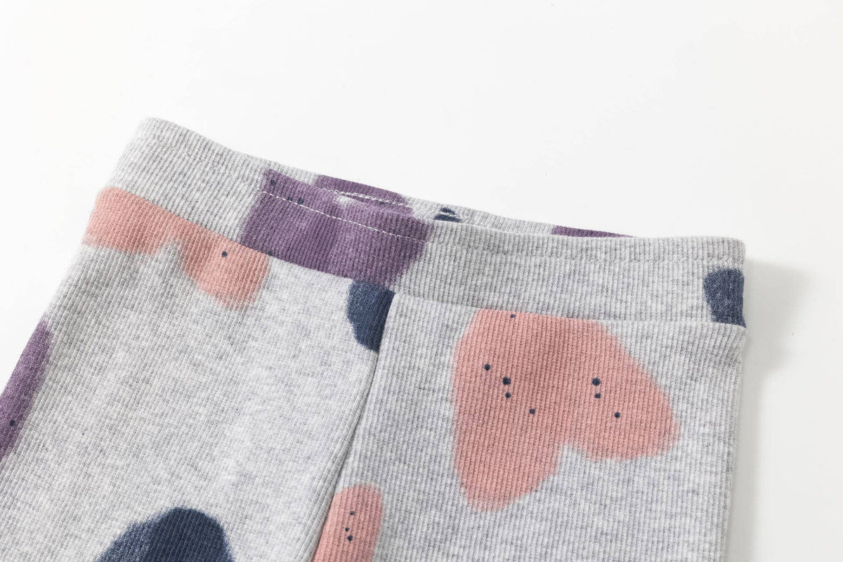 Newness Meisjes geribde broek met hartjesprint