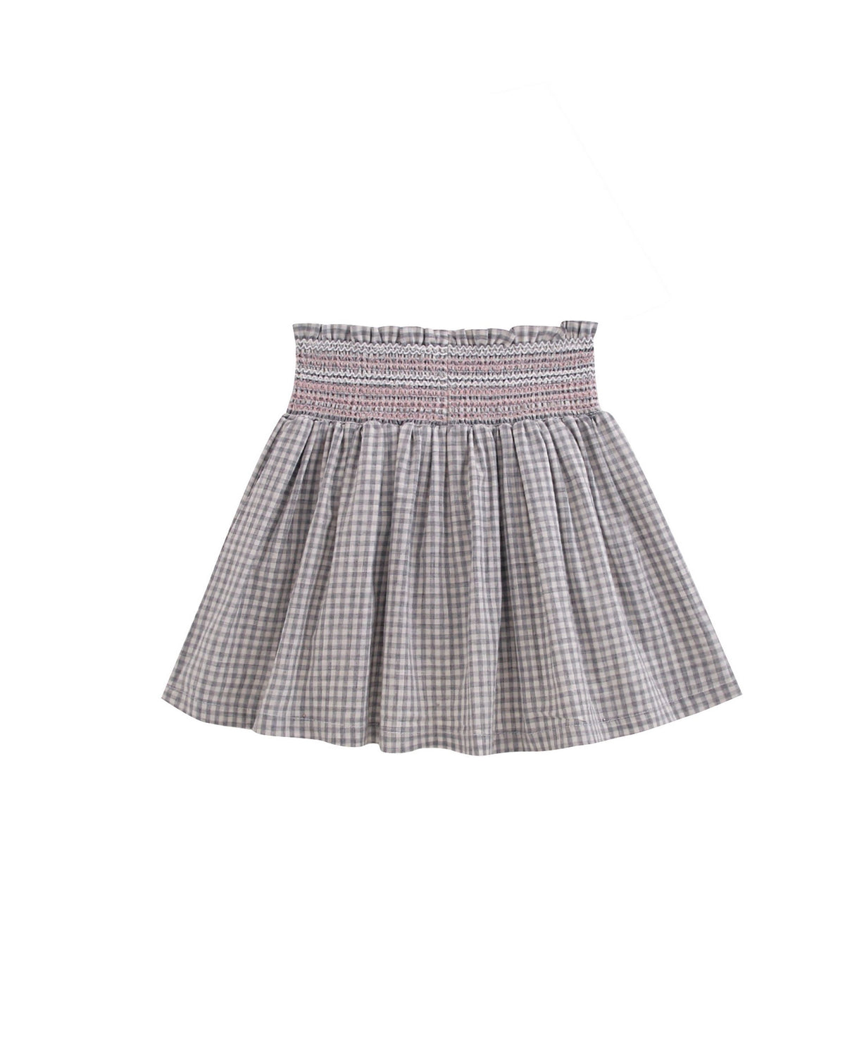 Geruite rok, elastische taille en strik