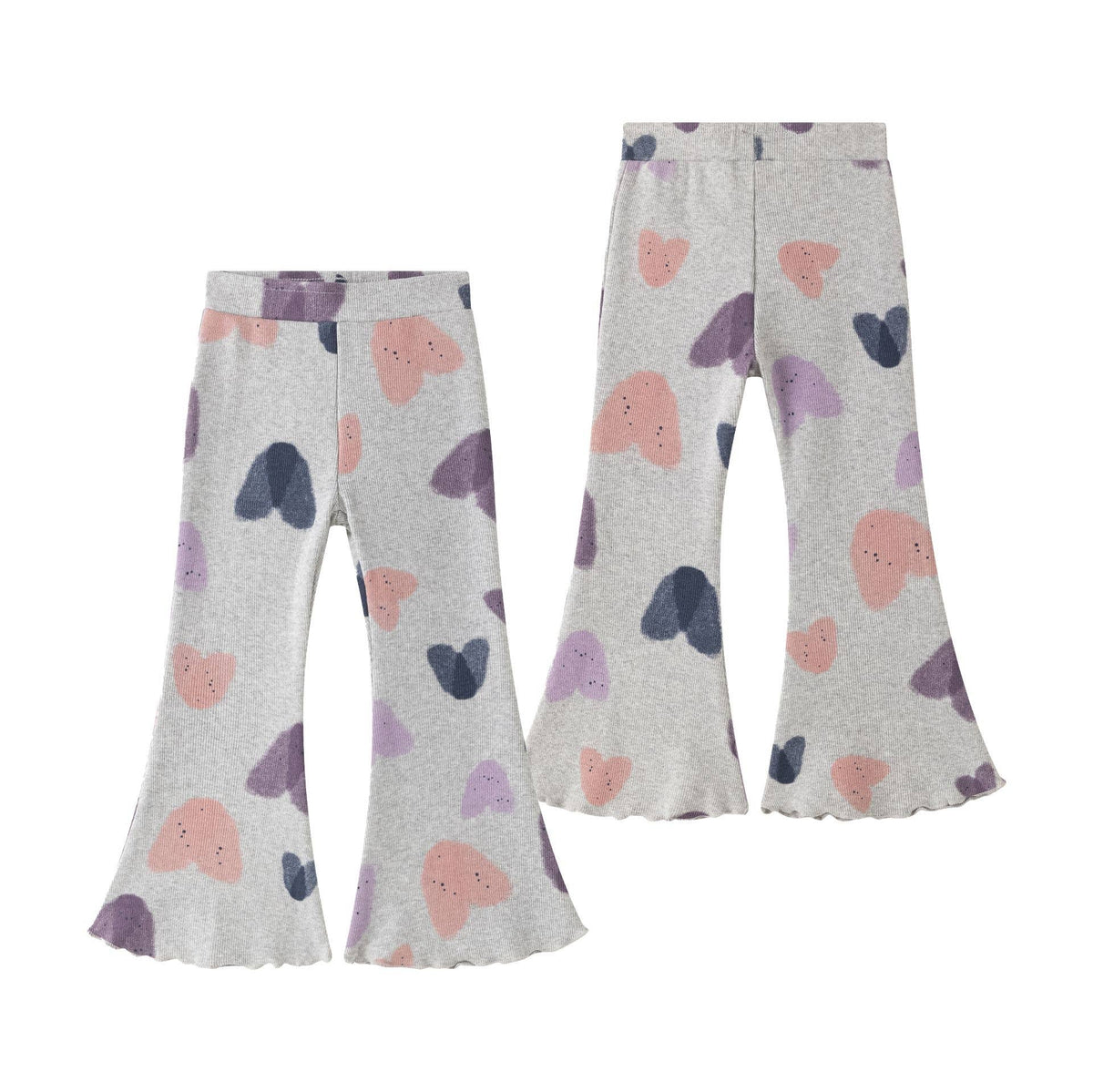 Newness Meisjes geribde broek met hartjesprint