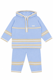 Blues Baby Boys Blue Knitted Hoodie Set