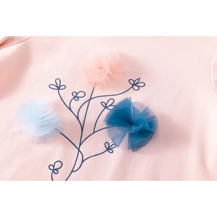 Roze lange mouw T-shirt meisje bloem