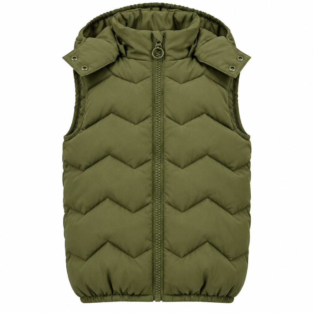Blue Seven Jongens outdoor bodywarmer met afneembare capuchon - Olive