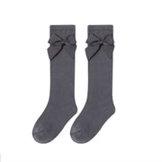 Newness Meisjes kniekousen met strik - Donkergrijs