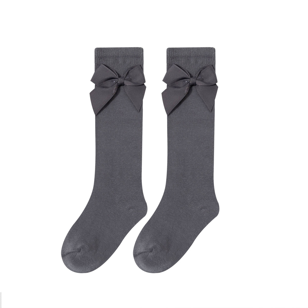 Newness Meisjes kniekousen met strik - Donkergrijs