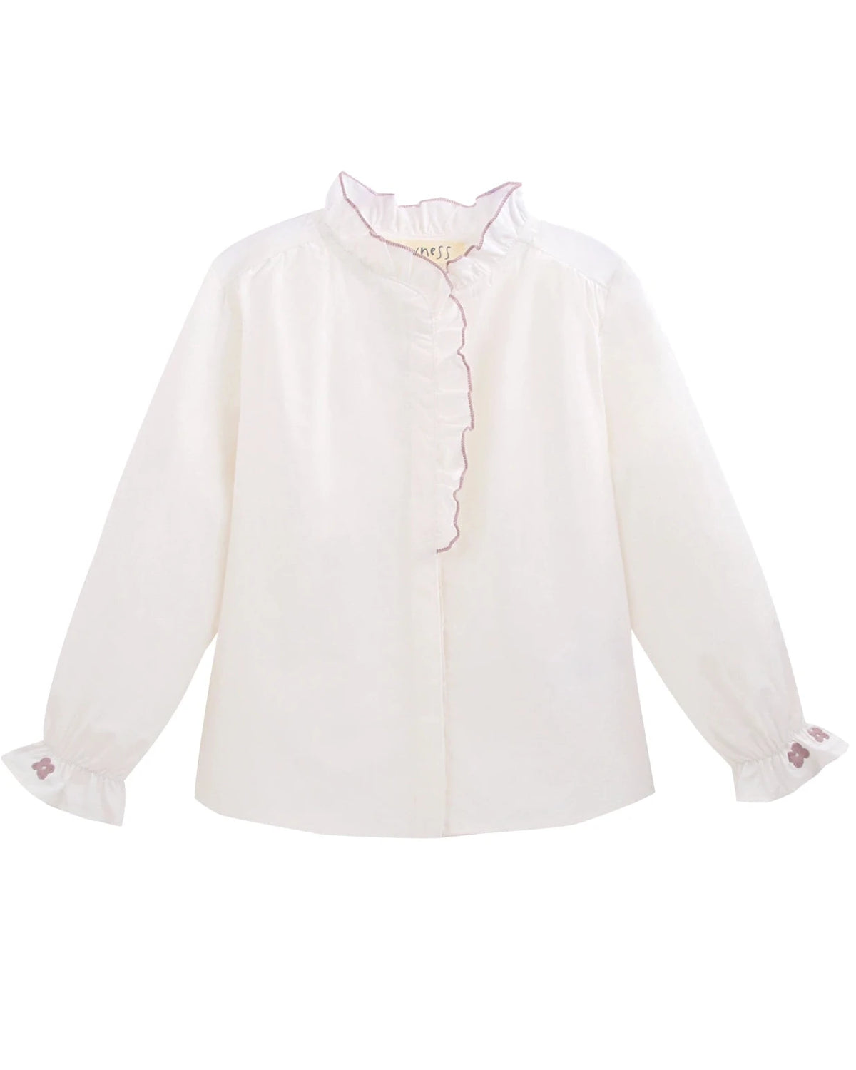 Blouse lange mouw, gerimpelde kraag en knopen