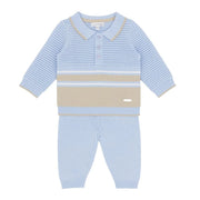 Blues Baby Boys Blue Knitted Polo Set