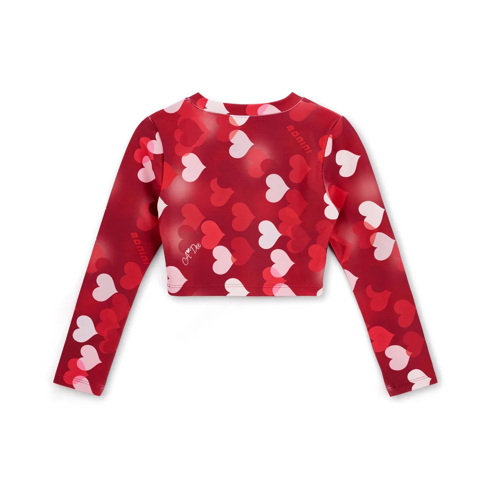 Bonini Burgundy Arch Long Sleeve Crop Top