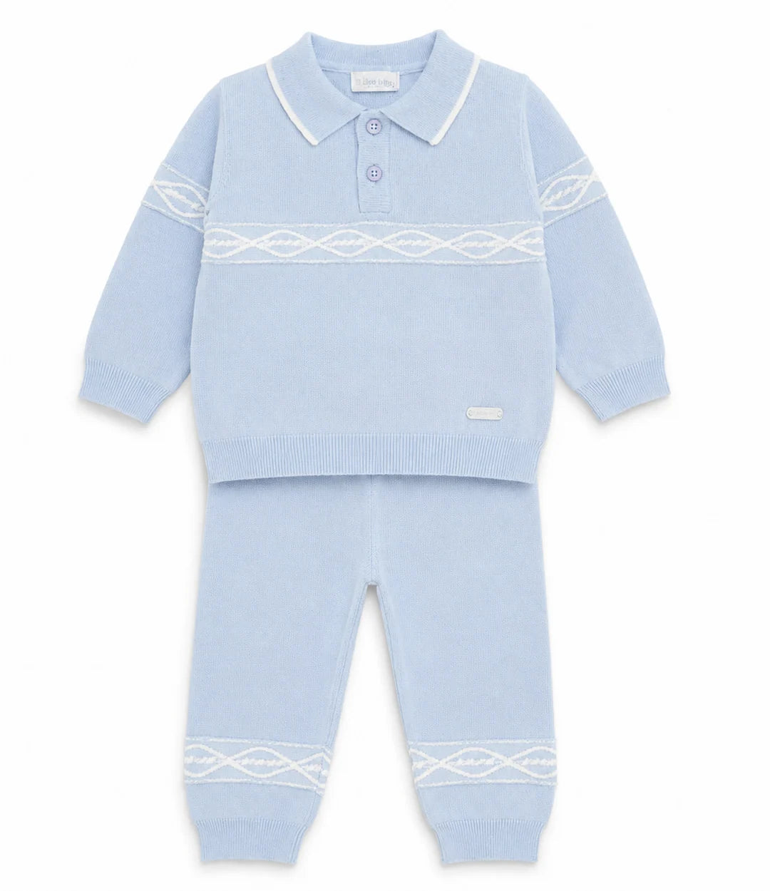 Blues Baby Boys Blue Knitted Polo Set