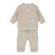Blues Baby Boys Beige 2 Piece Jog Set