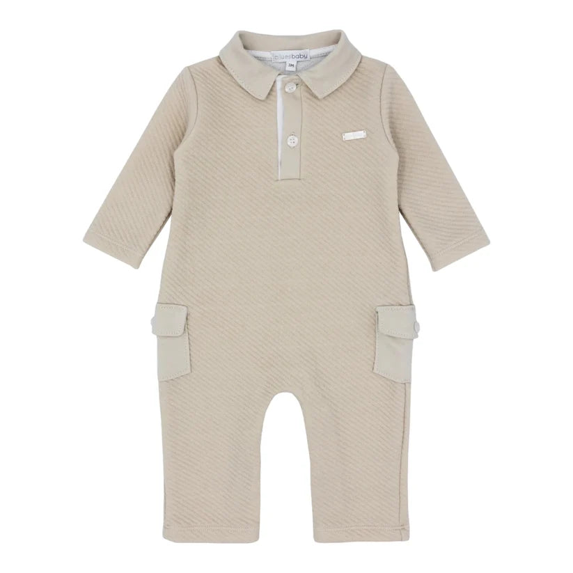 Barboteuse courte beige pour bébé garçon Blues