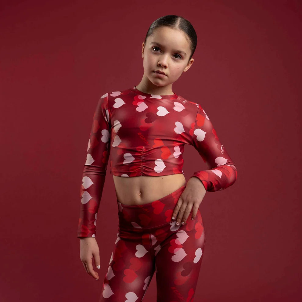 Bonini Burgundy Arch Long Sleeve Crop Top