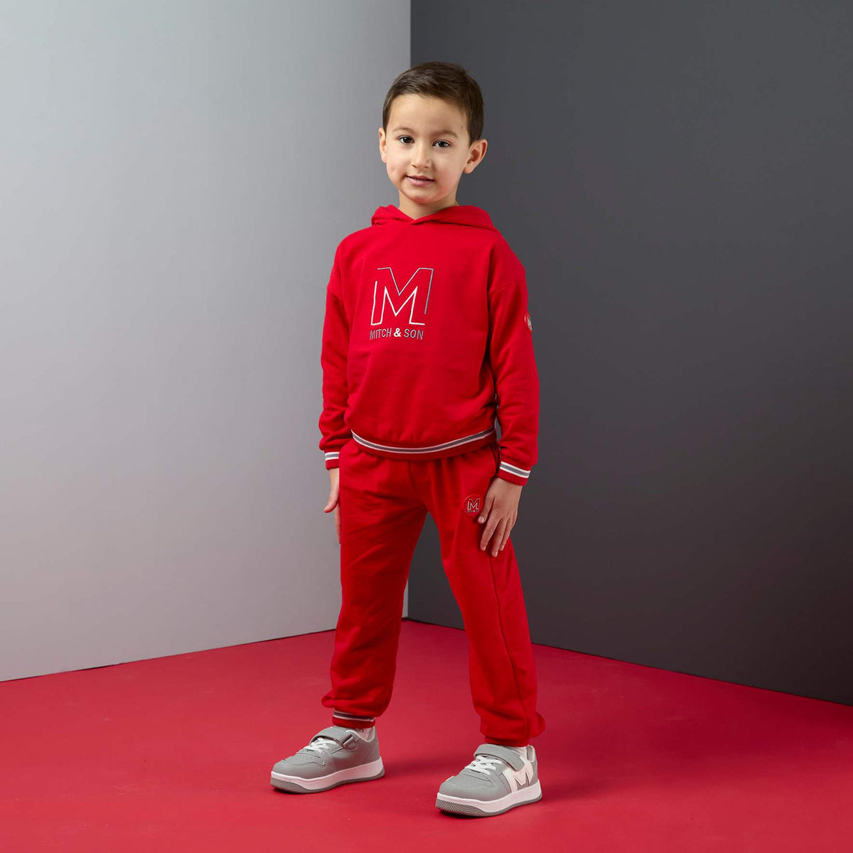 Mitch & Son Boys Red Hoody Tracksuit - Tate