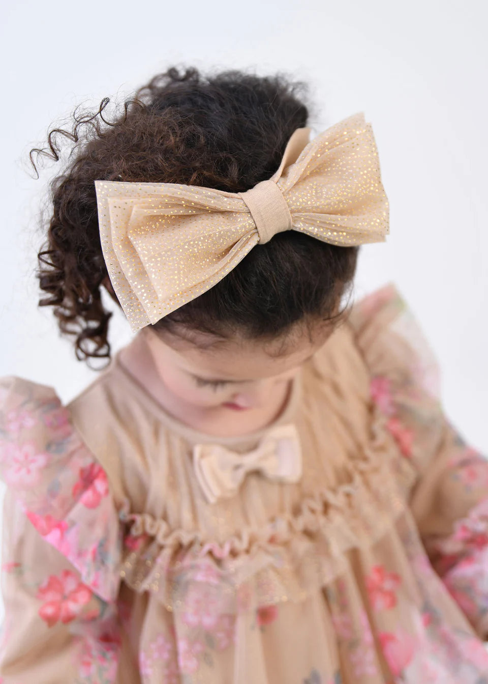 Angel's Face Tiff Sparkle Tulle Baby Headband Sand