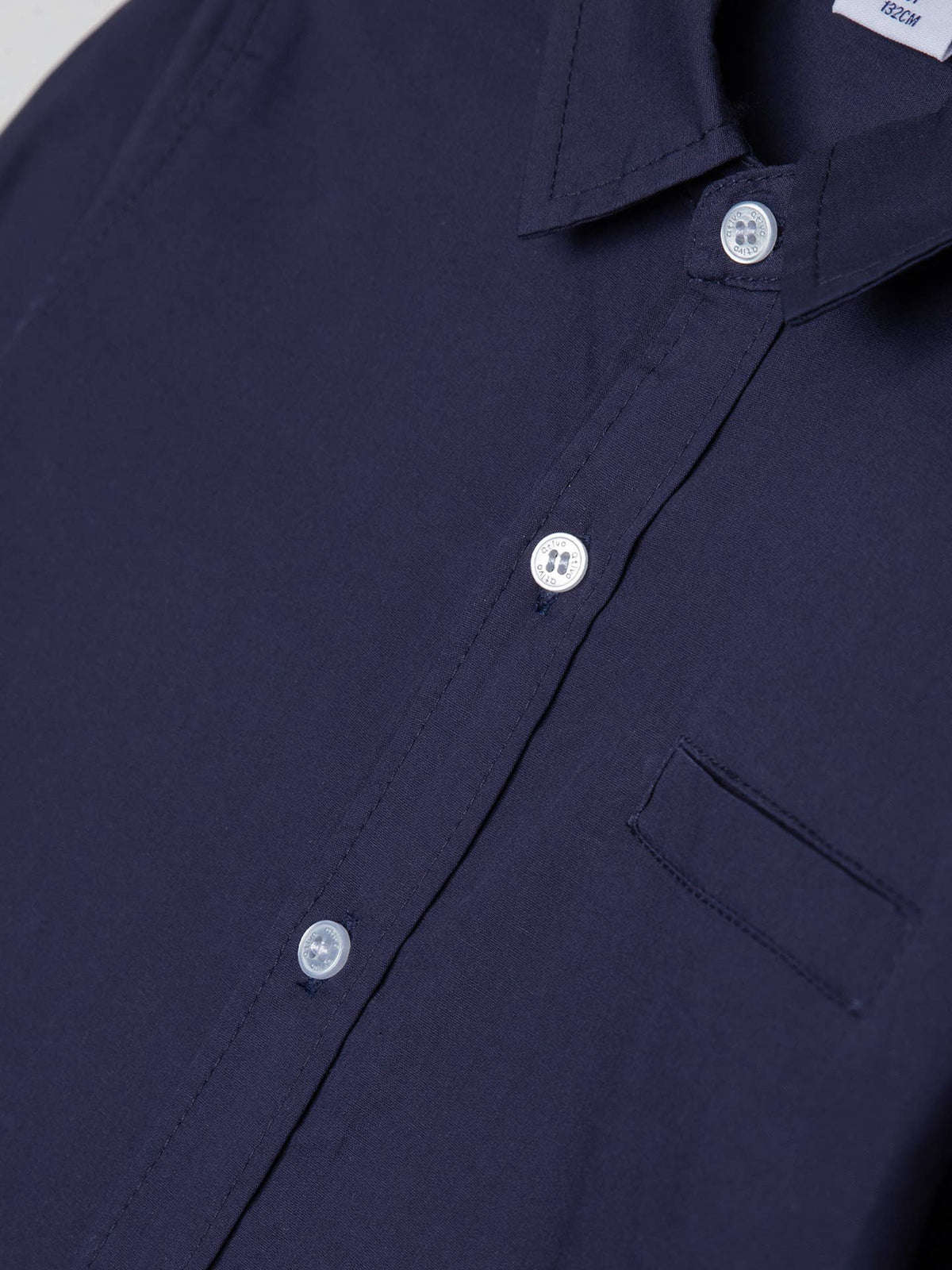 Chemise en lin à manches longues pour garçon bleu foncé