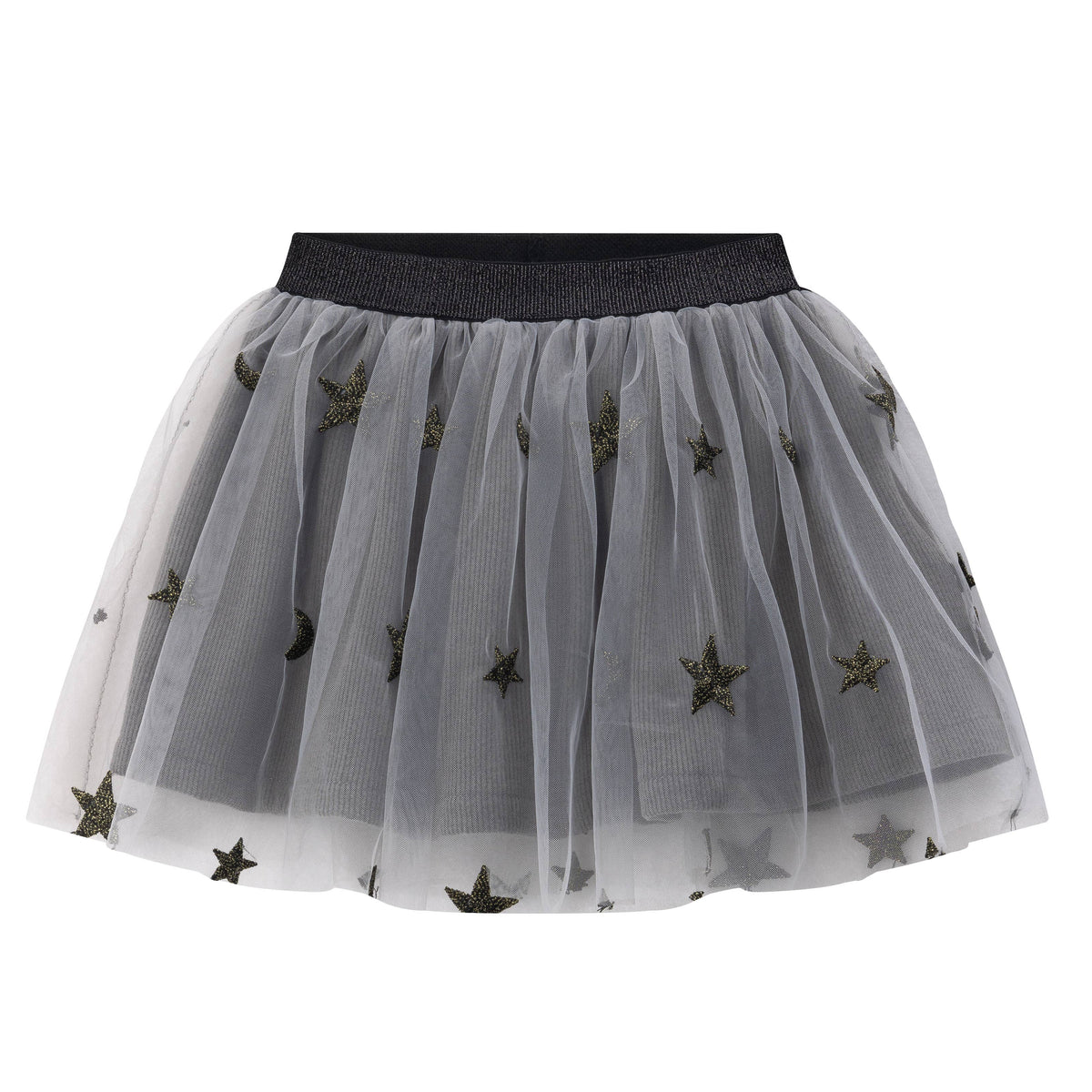 Newness Meisjes tule rok met gouden sterren Grijs