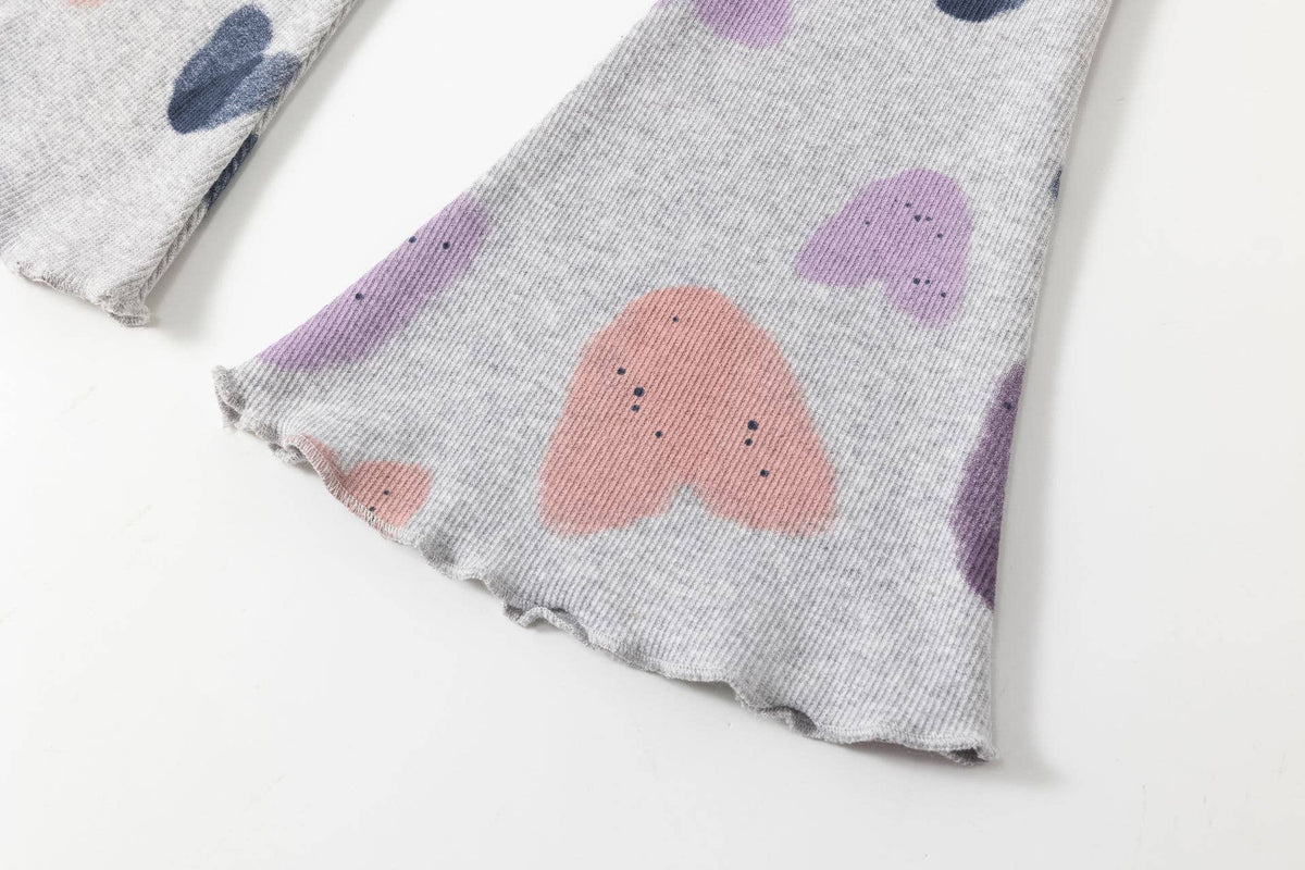 Newness Meisjes geribde broek met hartjesprint