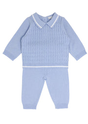 Blues Baby Boys Cable Knitted 2 Piece Set