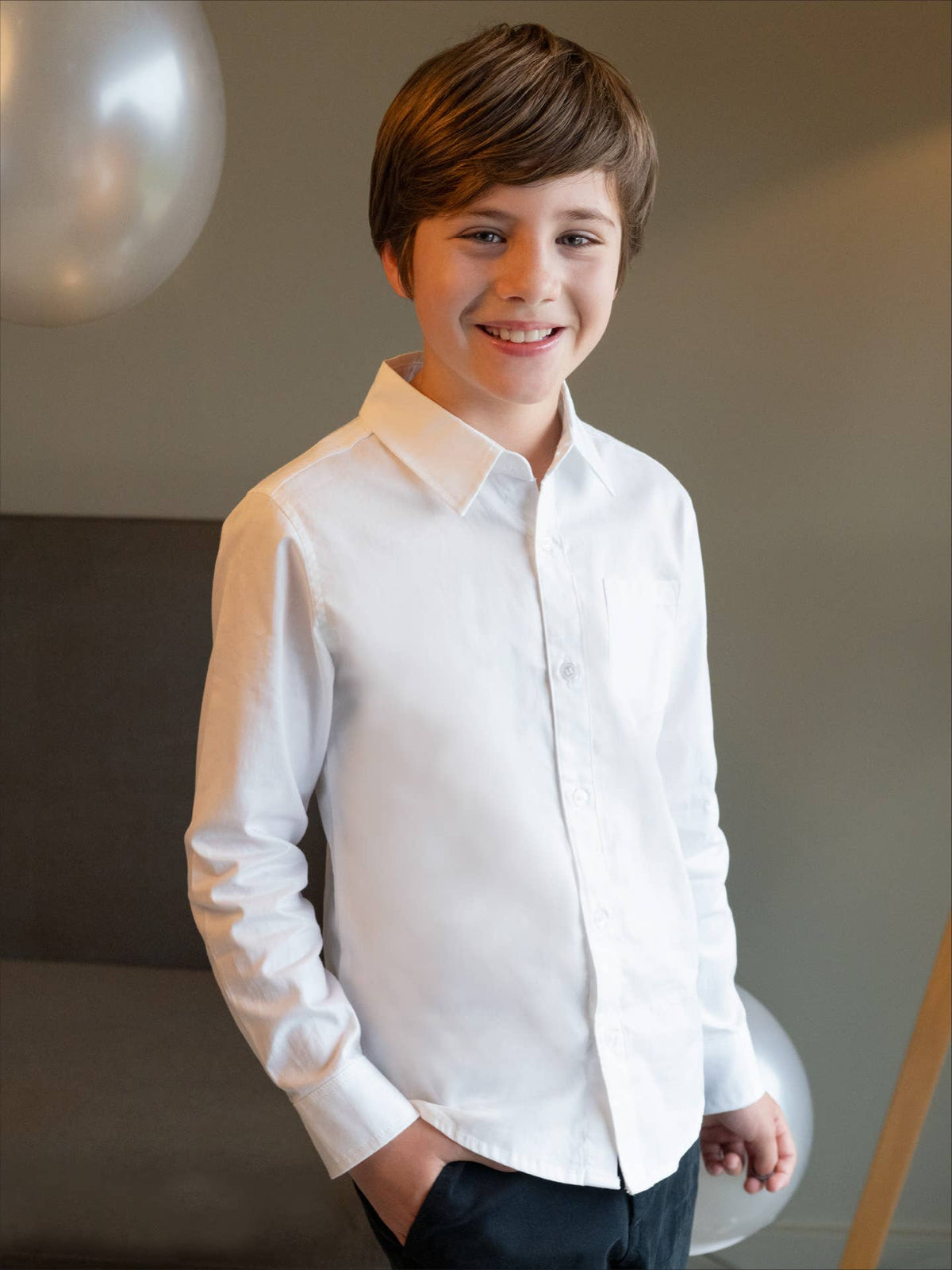 Chemise garçon en coton blanc
