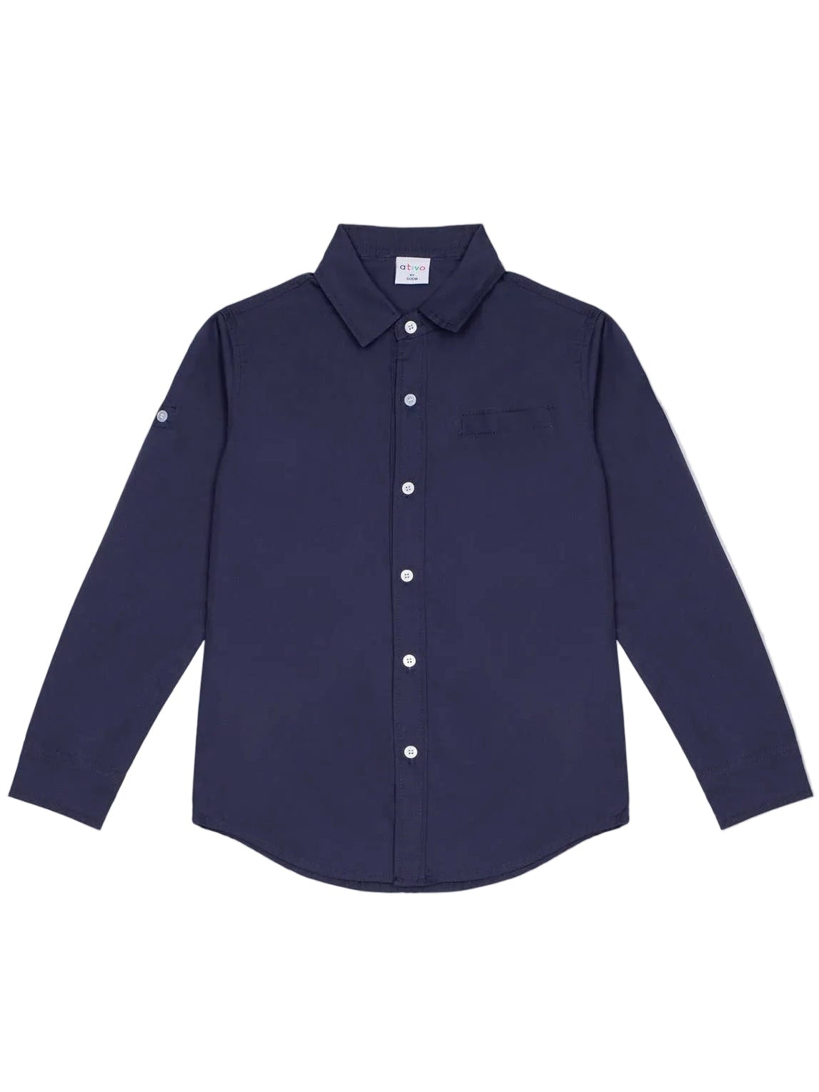 Chemise en lin à manches longues pour garçon bleu foncé