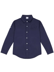 Chemise en lin à manches longues pour garçon bleu foncé