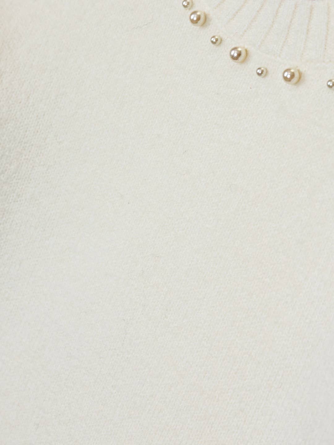 Pull en maille pour fille, blanc à perles