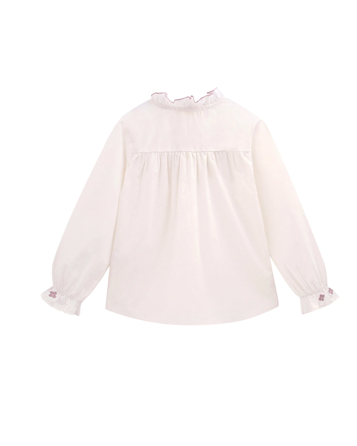 Blouse lange mouw, gerimpelde kraag en knopen