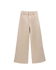 Beige wijde jeans, vijf zakken