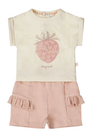 Dirkje, haut + pantalon rose clair/écru