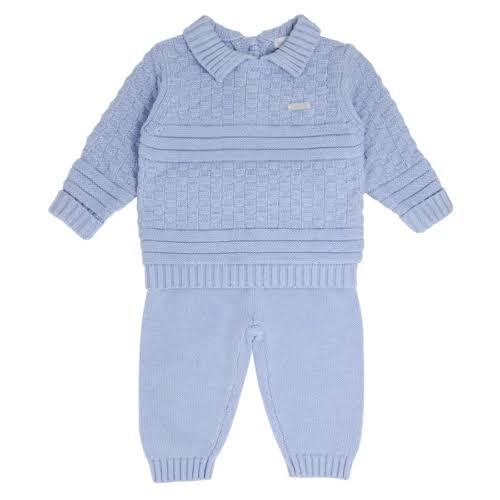 Blues Baby Boys Blue Chunky Knitted set