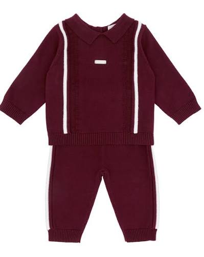 Blues Baby Boys Bordeaux Knitted Two Piece Set