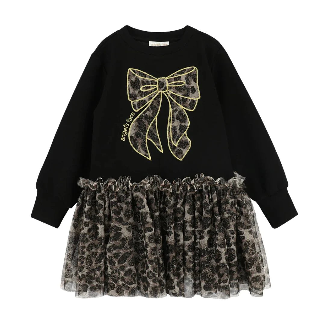 Angel's Face Black & Leopard Print "Juniper" Sweat Dress