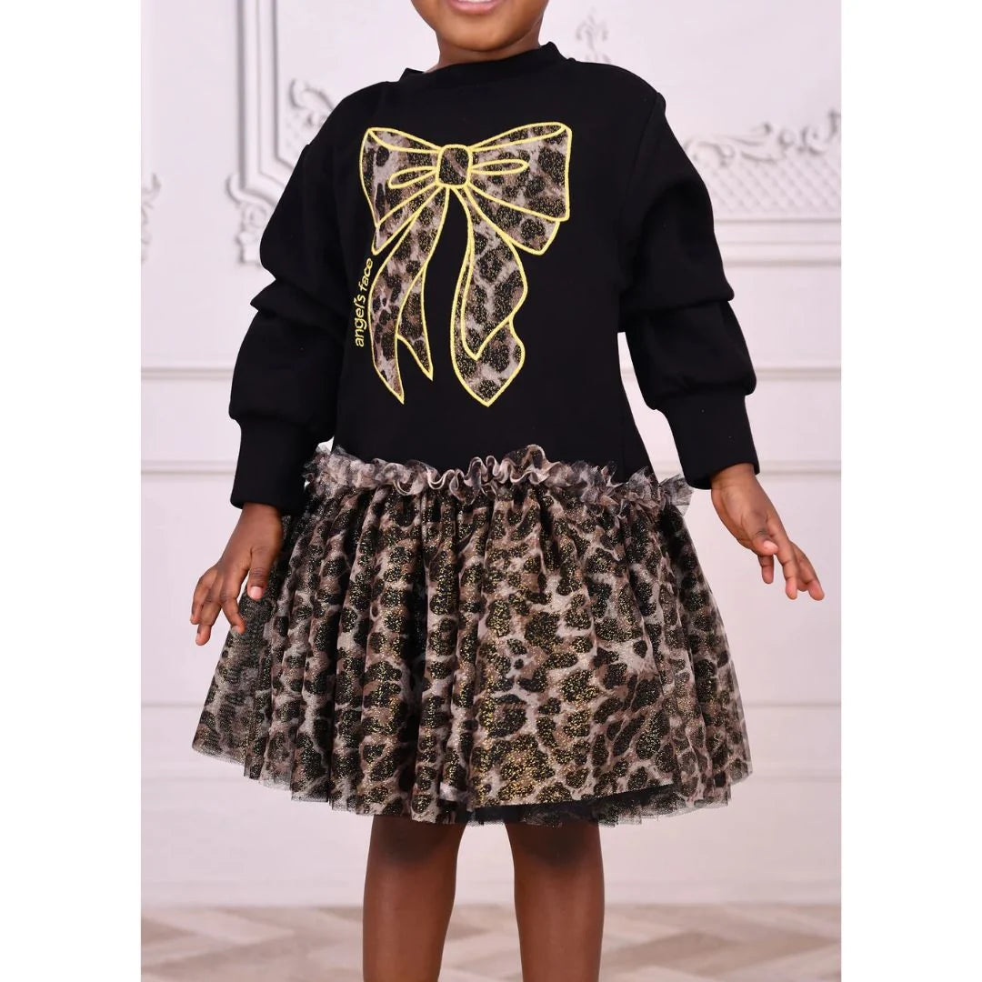 Angel's Face Black & Leopard Print "Juniper" Sweat Dress