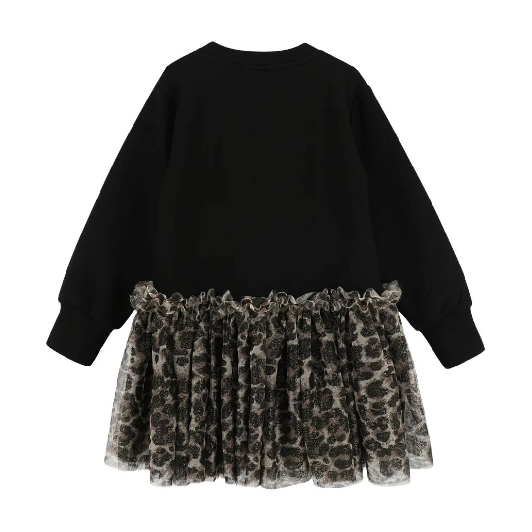Angel's Face Black & Leopard Print "Juniper" Sweat Dress
